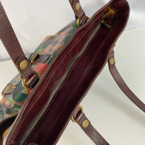 Patricia Nash Bolsena Floral Leather Tote Shoulder Bag Brown Artsy‎ Winter Bloom - Picture 5 of 12